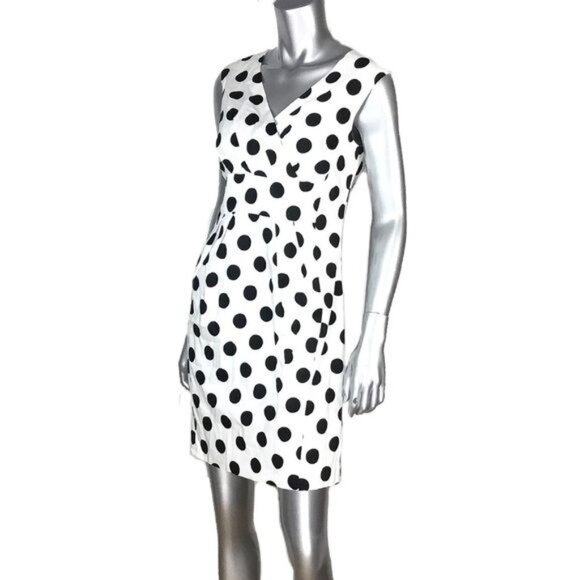 Helene Berman London White Black Polka Dot Sleeveless Dress 6 - Picture 4 of 5